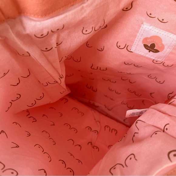 NWT. ThirdLove canvas reusable logo tote bag peach - Picture 4 of 9